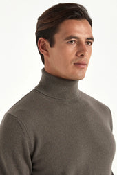 Dark Cashmere Turtleneck Made In Italy