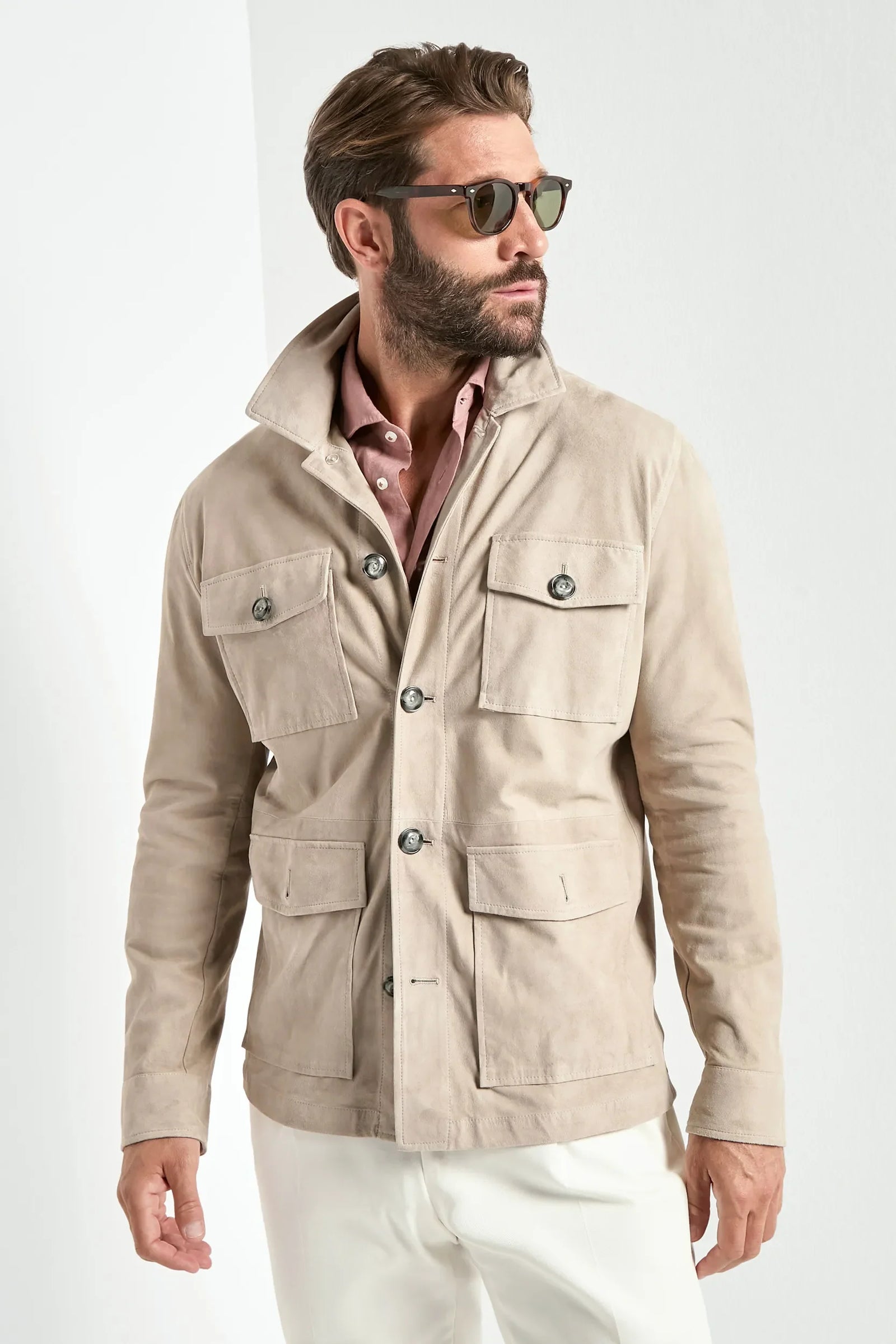 Suede Field Jacket Made In Italy
