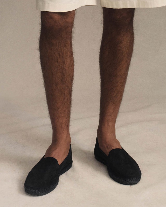 Suede Tonal Espadrille - Black