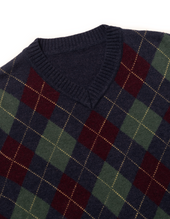 Burgundy Argyle Wool Sweater Trim Fit