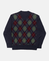 Burgundy Argyle Wool Sweater Trim Fit