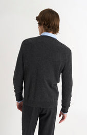 Men's Classic V-neck Cashmere Jumper In Charcoal Melange