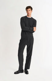 Men's Classic Crew Neck Cashmere Jumper In Charcoal Melange
