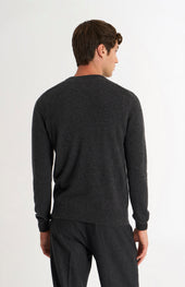 Men's Classic Crew Neck Cashmere Jumper In Charcoal Melange