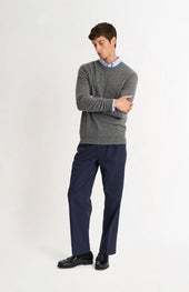 Men's Classic Crew Neck Cashmere Jumper In Light Grey Melange