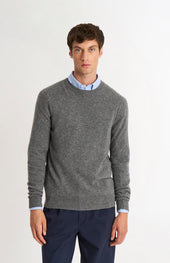 Men's Classic Crew Neck Cashmere Jumper In Light Grey Melange