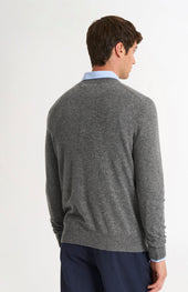 Men's Classic Crew Neck Cashmere Jumper In Light Grey Melange