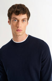 Men's Classic Crew Neck Cashmere Jumper In Navy Blue