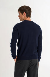 Men's Classic Crew Neck Cashmere Jumper In Navy Blue