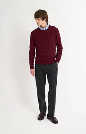 Men's Classic Crew Neck Cashmere Jumper In Burgundy