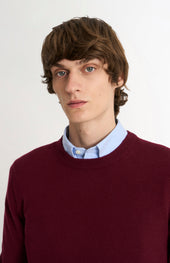 Men's Classic Crew Neck Cashmere Jumper In Burgundy