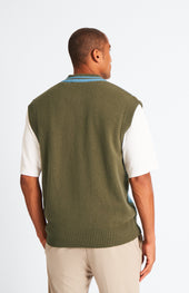 Lambswool Argyle V Neck Vest In Norse Blue / Mineral Green