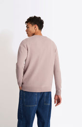V Neck Lambswool Jumper In Dusty Pink With Contrast Tipping