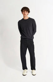 Men's Classic Round Neck Cashmere Jumper In Charcoal
