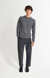 Men's Classic Round Neck Cashmere Jumper In Grey Melange