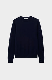 Men's Classic Round Neck Cashmere Jumper In Navy Melange