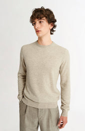 Men's Classic Round Neck Cashmere Jumper In Oatmeal