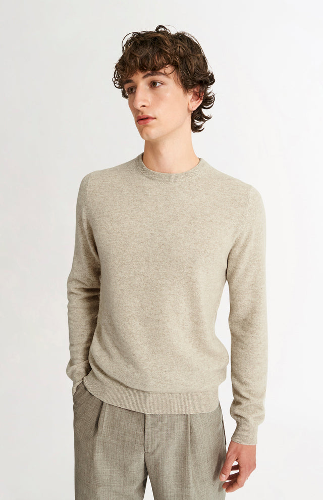 Men's Classic Round Neck Cashmere Jumper In Oatmeal