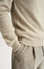 Men's Classic Round Neck Cashmere Jumper In Oatmeal
