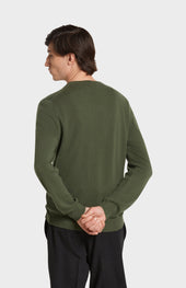 Men's Classic Round Neck Cashmere Jumper In Evergreen