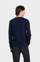 Men's Classic Round Neck Cashmere Jumper In Navy Melange