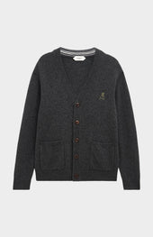 Men's Classic Supersoft Lambswool Cardigan In Charcoal