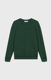 Men's Round Neck Cotton Sweatshirt Jumper In Forest Green / Navy