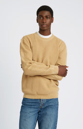 Men's Round Neck Cotton Sweatshirt Jumper In Sand / Sand