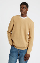 Men's Round Neck Cotton Sweatshirt Jumper In Sand / Sand