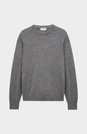 Men's Crew Neck Extra Fine Merino Wool Jumper In Grey Melange
