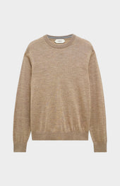 Men's Crew Neck Extra Fine Merino Wool Jumper In Mushroom