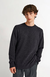 Men's Round Neck Cashmere Jumper In Charcoal