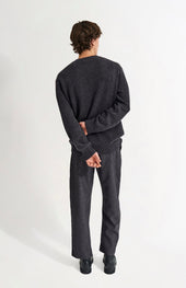 Men's Round Neck Cashmere Jumper In Charcoal