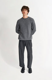 Men's Round Neck Cashmere Jumper In Grey Melange