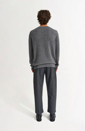 Men's Round Neck Cashmere Jumper In Grey Melange