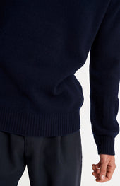 Men's Round Neck Cashmere Jumper In Navy Melange