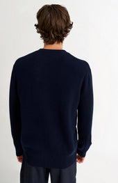 Men's Round Neck Cashmere Jumper In Navy Melange