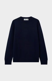 Men's Round Neck Cashmere Jumper In Navy Melange
