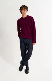 Men's Round Neck Cashmere Jumper In Burgundy