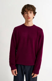 Men's Round Neck Cashmere Jumper In Burgundy