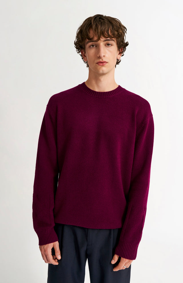 Men's Round Neck Cashmere Jumper In Burgundy