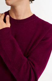 Men's Round Neck Cashmere Jumper In Burgundy