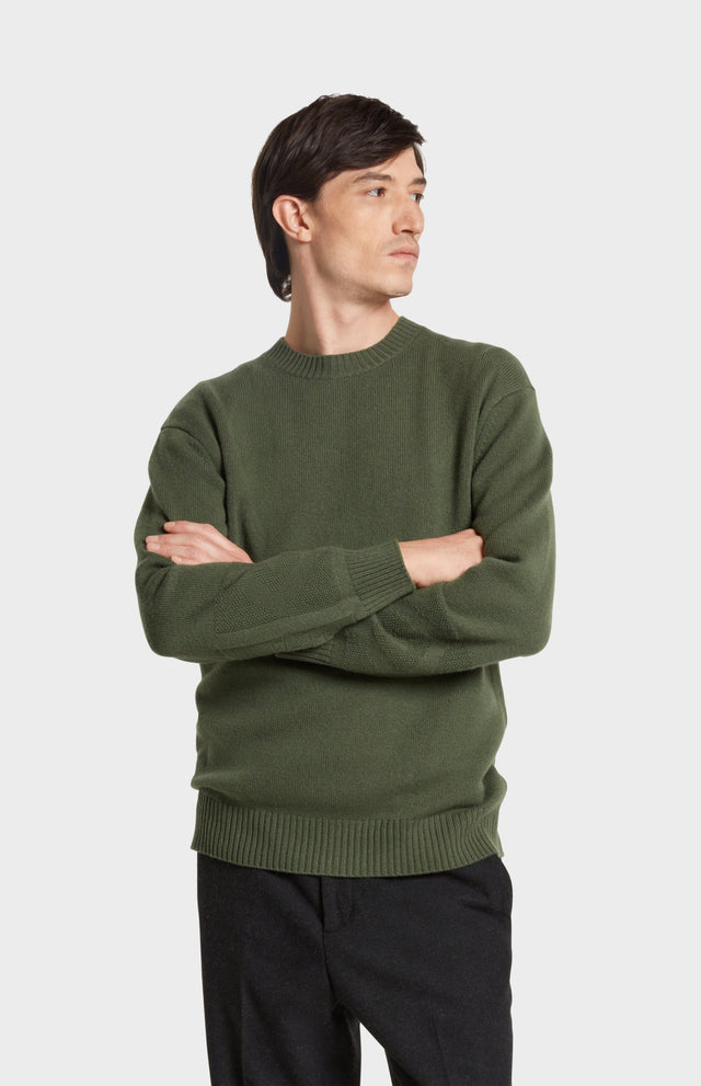 Men's Round Neck Cashmere Jumper In Evergreen