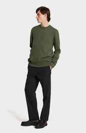 Men's Round Neck Cashmere Jumper In Evergreen