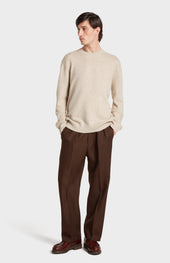 Men's Round Neck Cashmere Jumper In Oatmeal