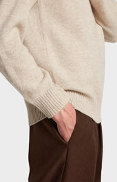 Men's Round Neck Cashmere Jumper In Oatmeal