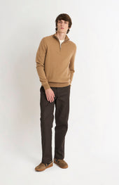Men's Classic Qtr Zip Cashmere Jumper In Camel