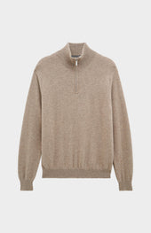 Men's Classic Qtr Zip Cashmere Jumper In Camel