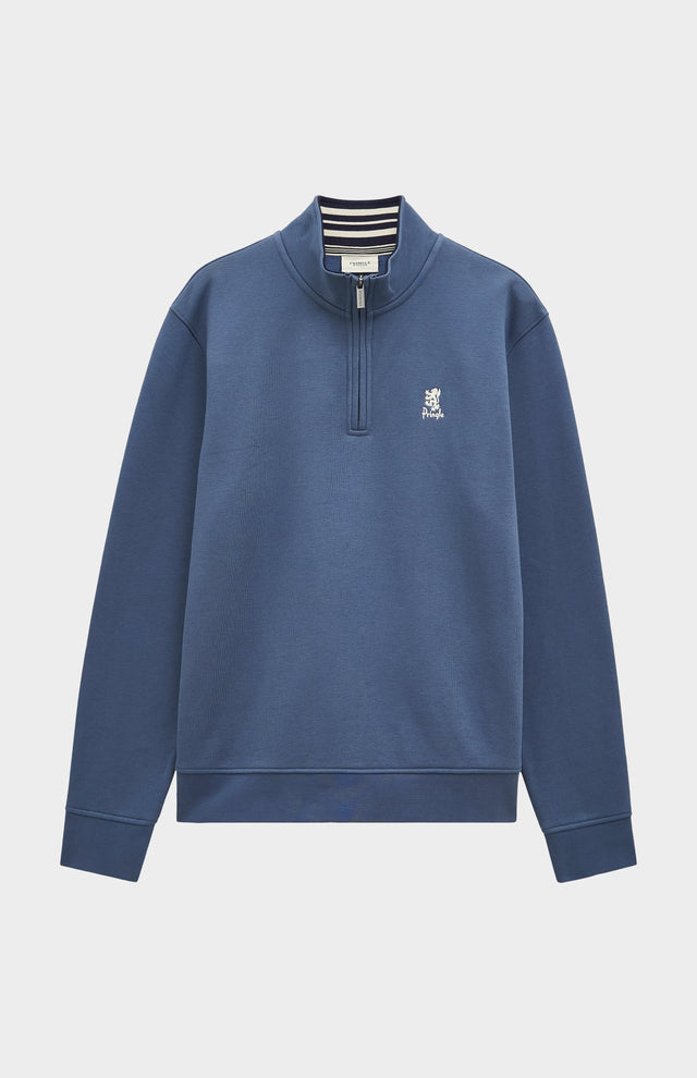 Men's Qtr Zip Track Jumper In Bering Sea Blue