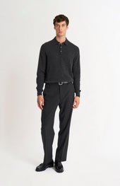 Men's Classic Polo Shirt Cashmere Jumper In Charcoal Melange